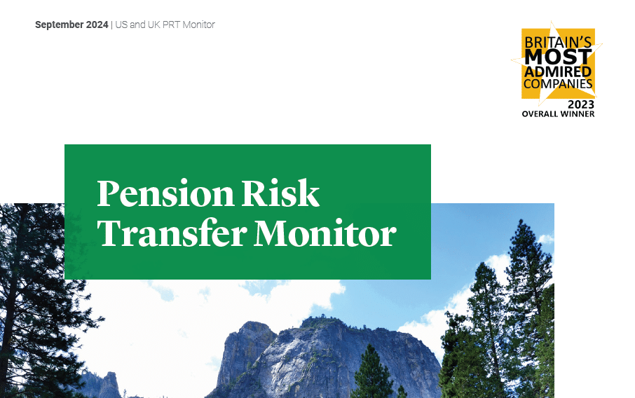 September 2024 US and UK pension risk transfer monitor cover highlighting market insights